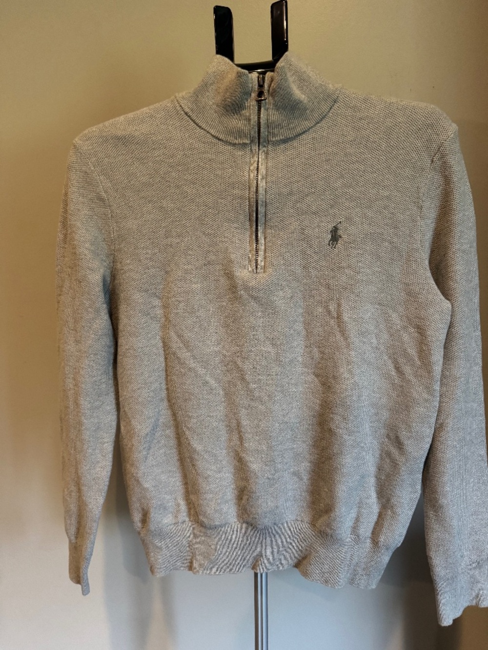 Ralph Lauren Mesh-Knit Cotton Quarter-Zip Sweater